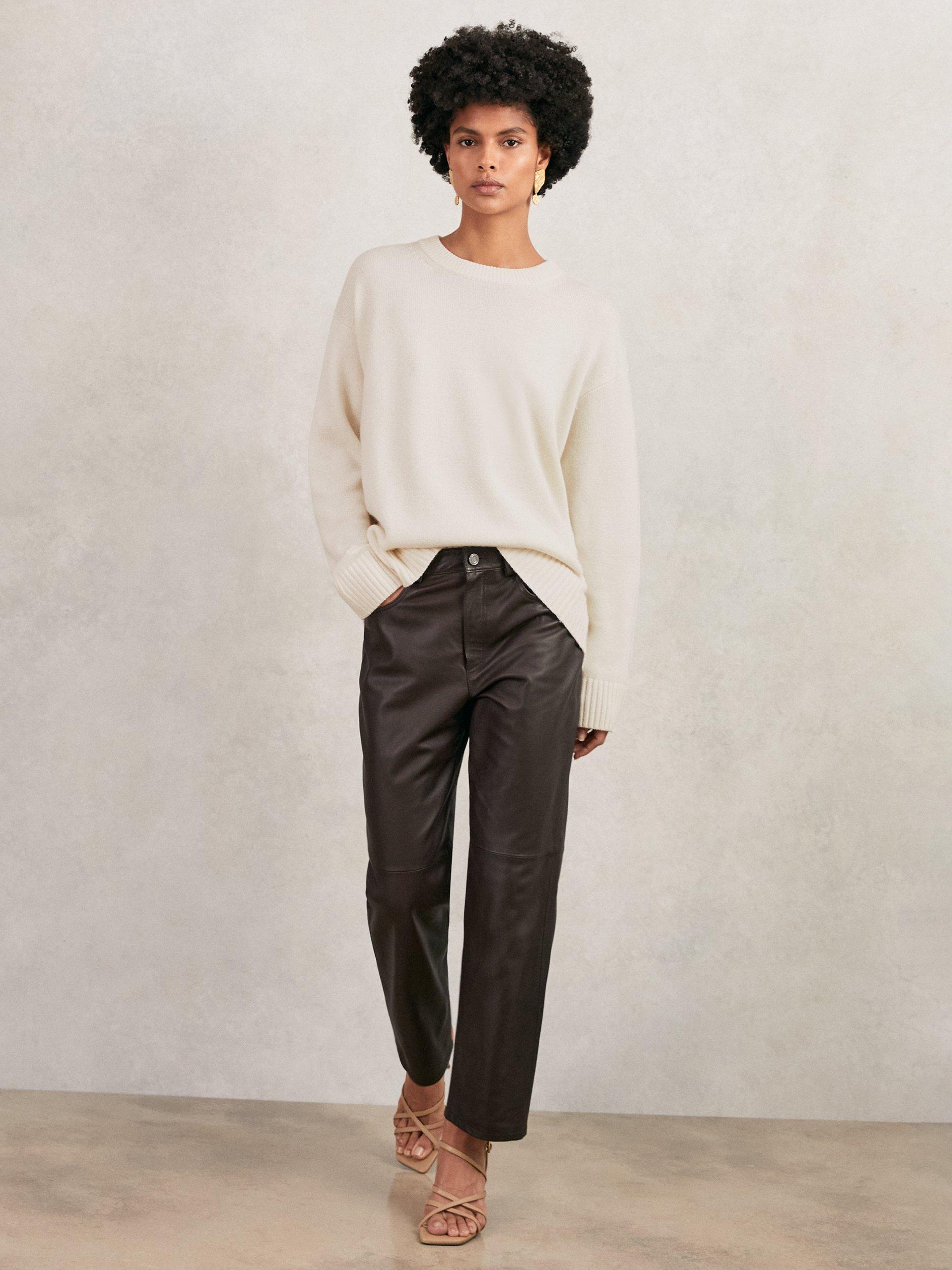 Product image 4 of 5, which shows Reiss Ella Crew Neck Wool Rich Jumper, Cream, XS