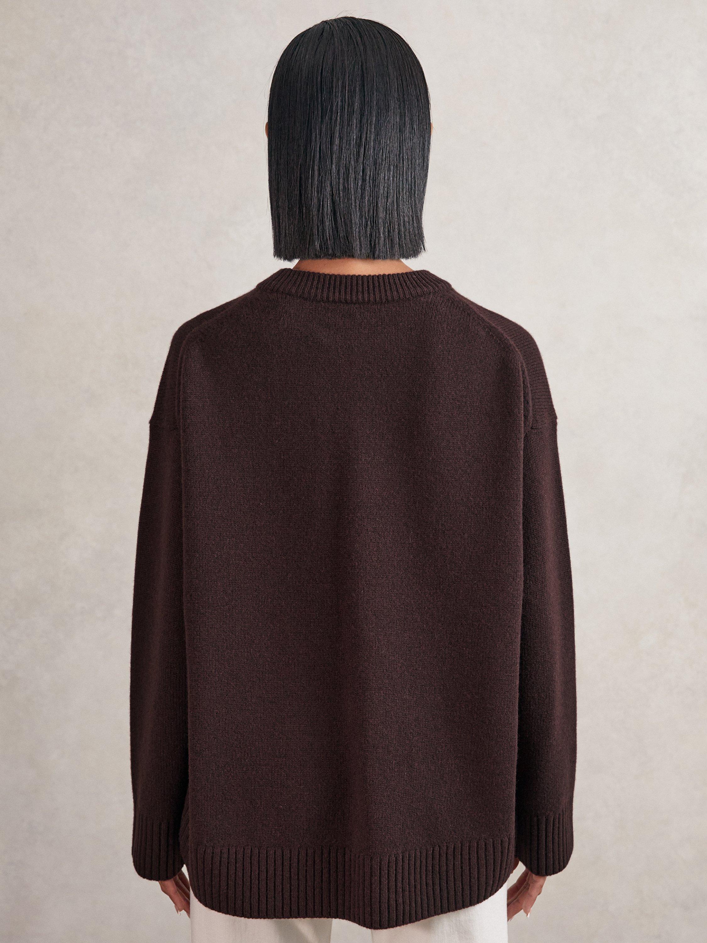 Product image 5 of 5, which shows Reiss Ella Crew Neck Wool Rich Jumper, Plum, XS