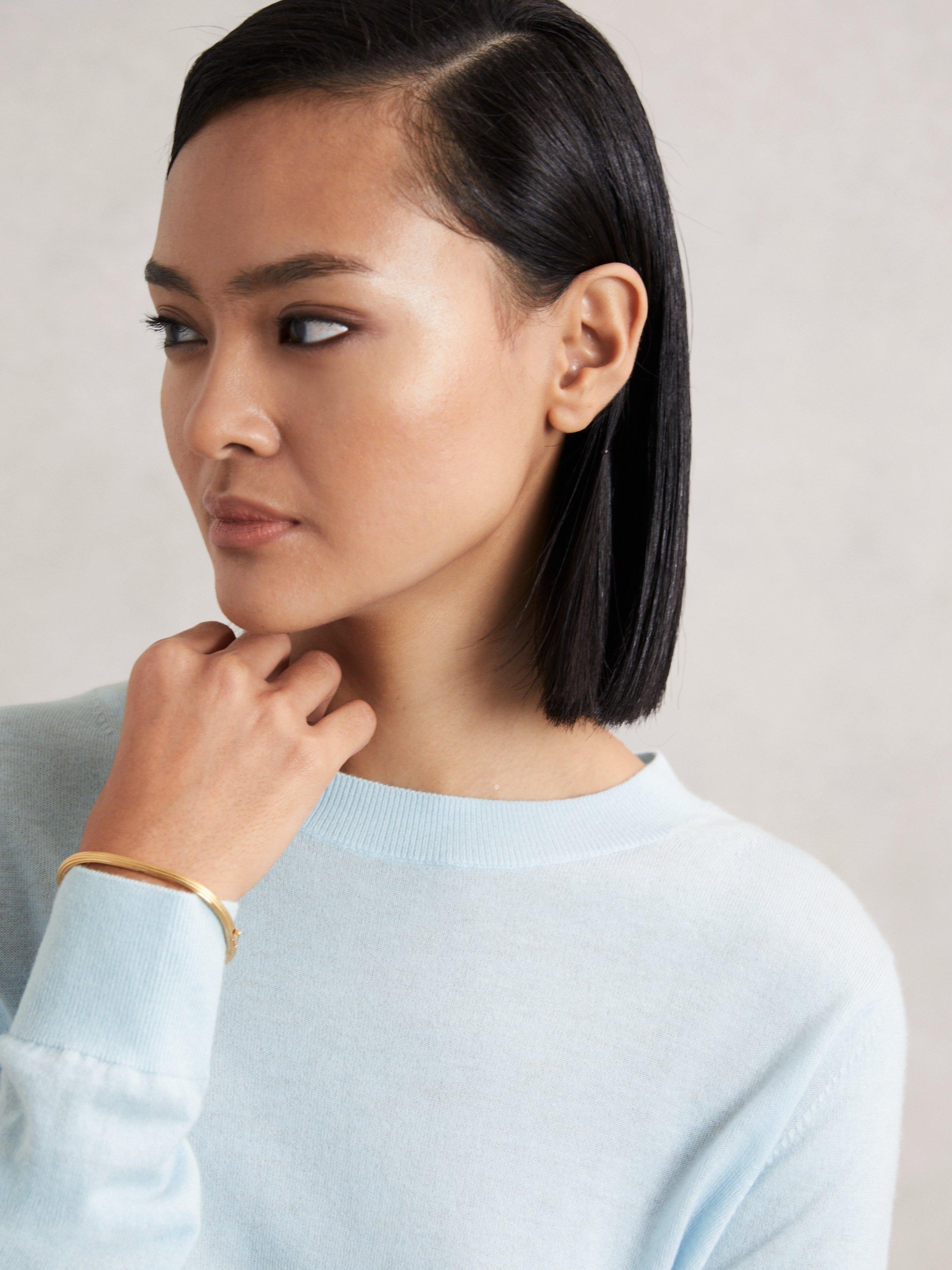 Product image 1 of 5, which shows Reiss Hester Pure Merino Wool Jumper, Blue, S