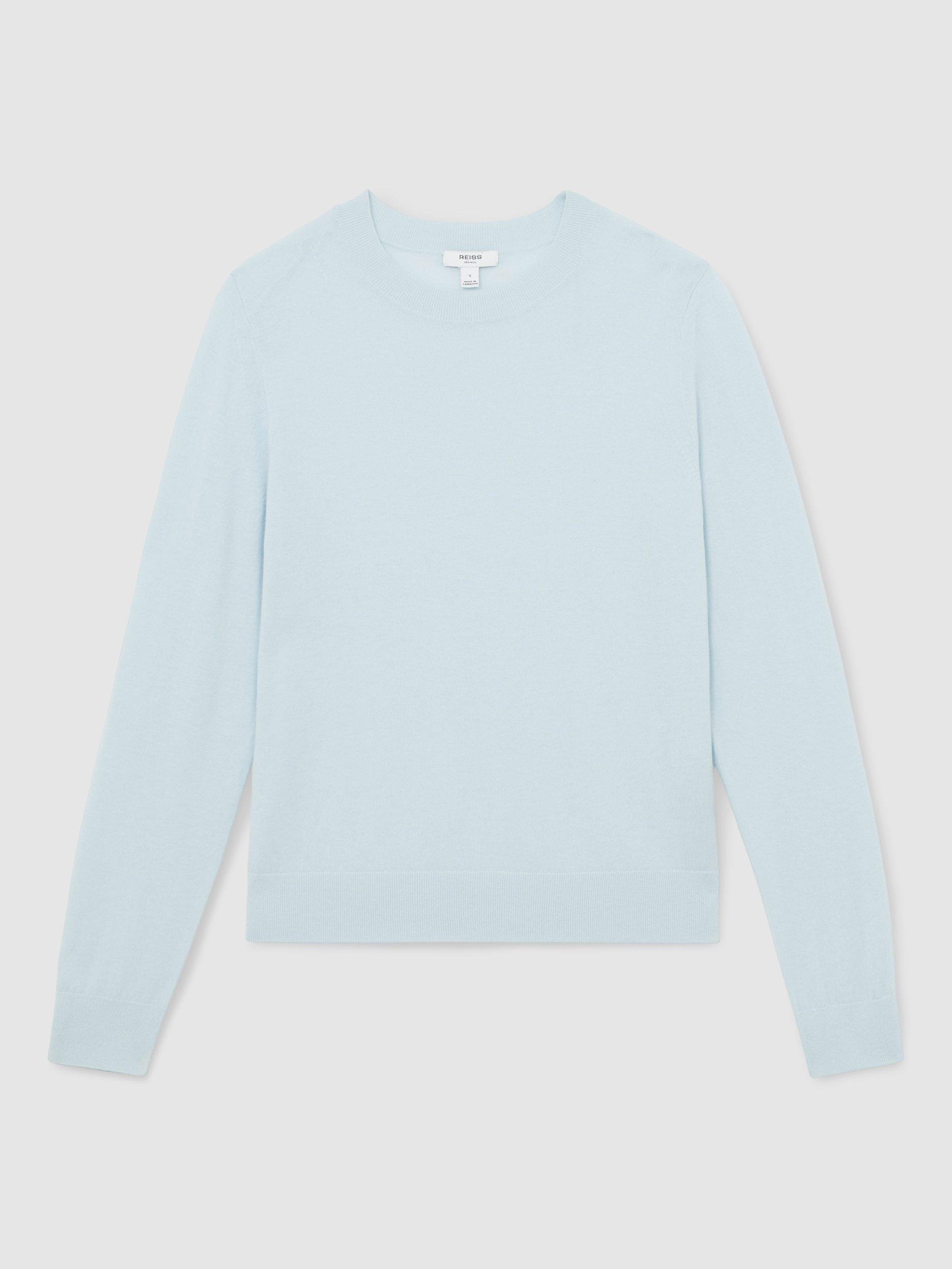 Product image 3 of 5, which shows Reiss Hester Pure Merino Wool Jumper, Blue, S