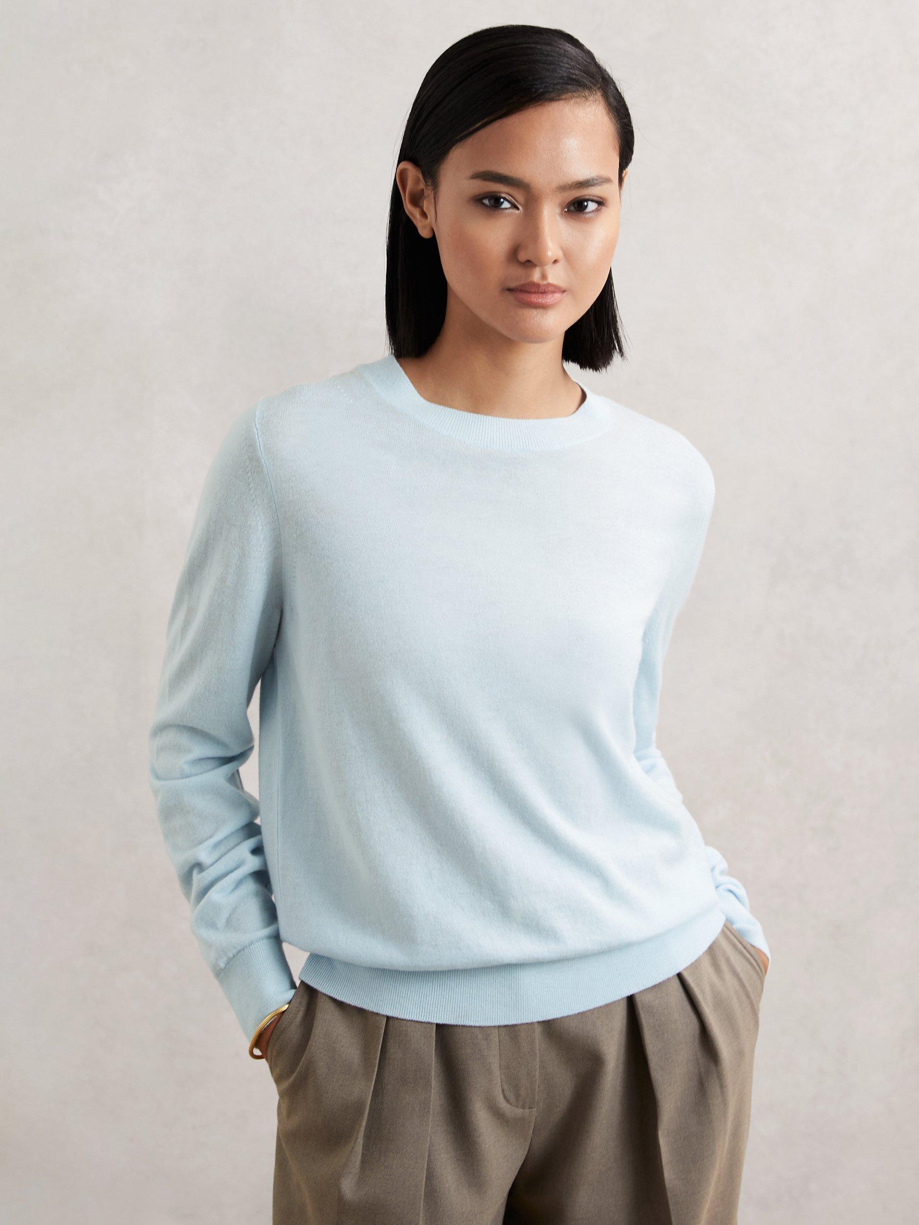 Product image 4 of 5, which shows Reiss Hester Pure Merino Wool Jumper, Blue, S