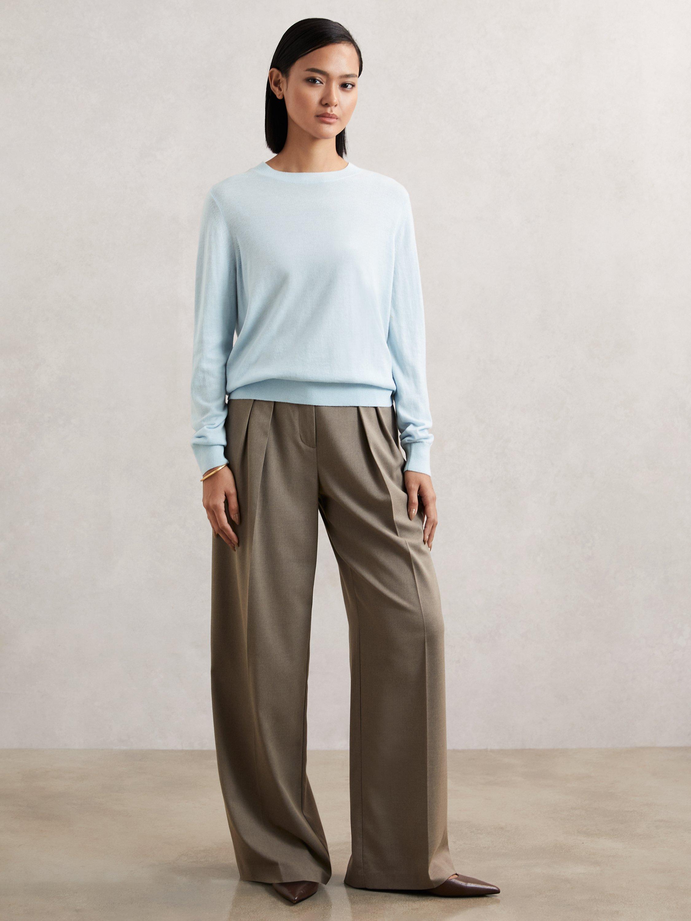 Product image 5 of 5, which shows Reiss Hester Pure Merino Wool Jumper, Blue, S