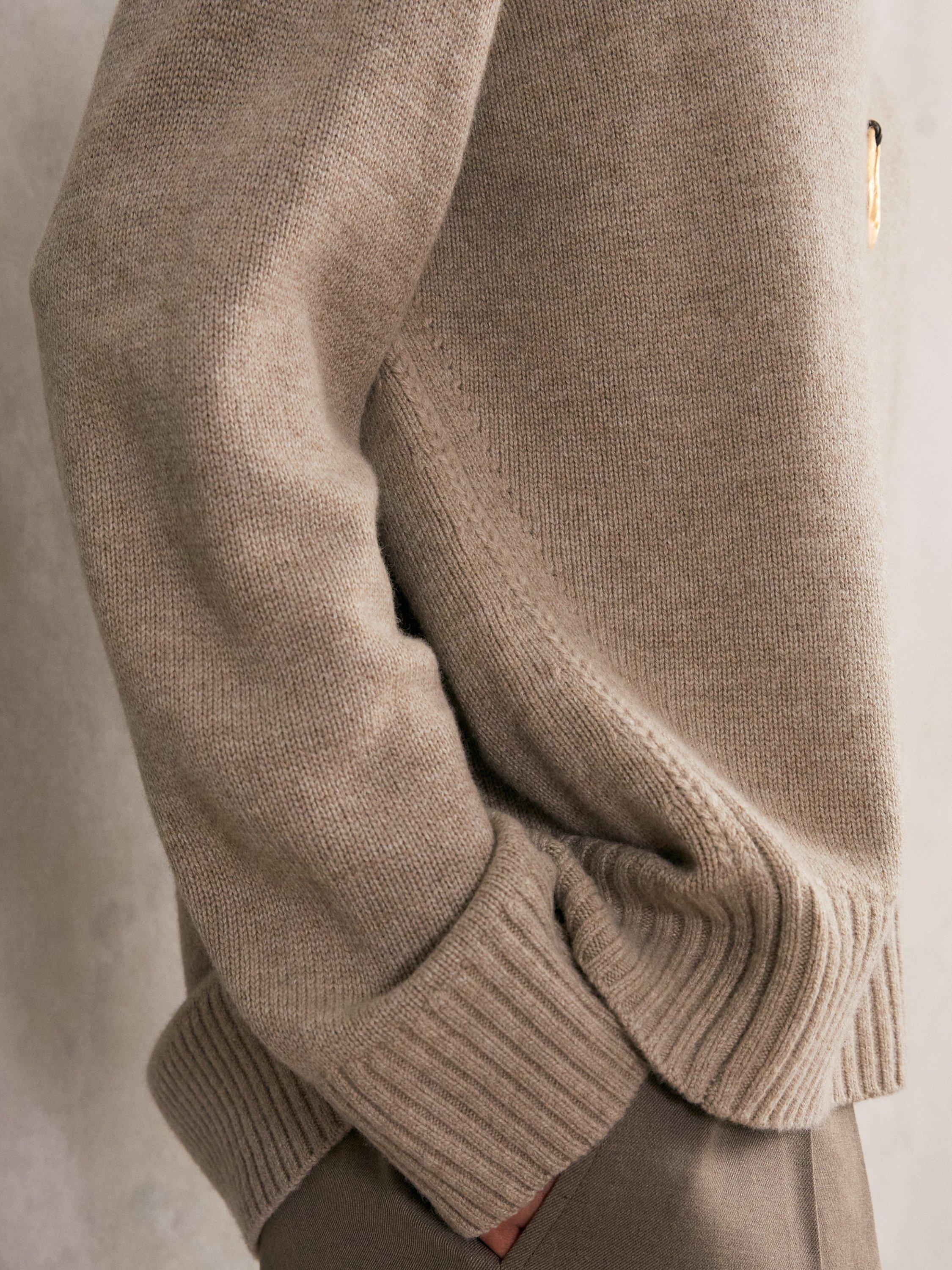 Product image 5 of 5, which shows Reiss Ella Crew Neck Wool Rich Jumper, Stone, XS