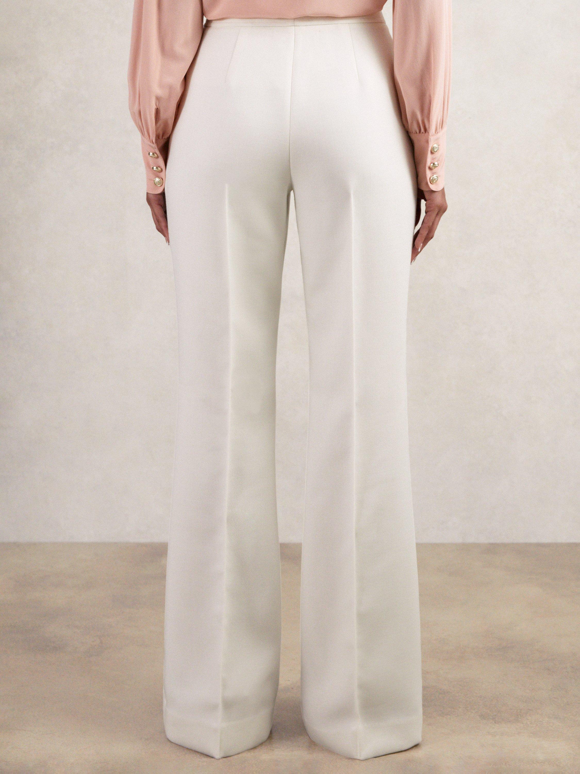 Product image 2 of 5, which shows Reiss Lily Flared Trousers, White, 6R