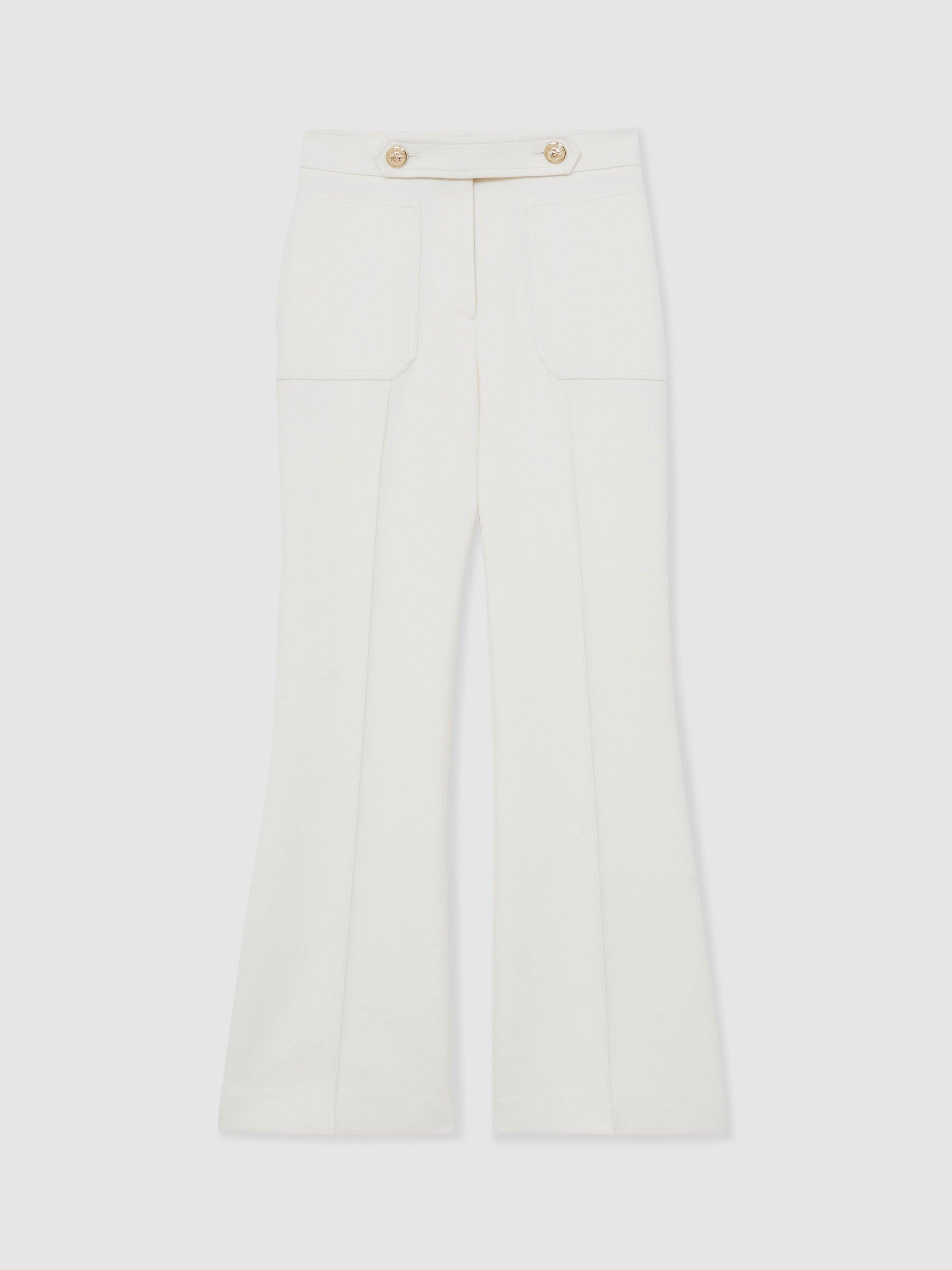 Product image 3 of 5, which shows Reiss Lily Flared Trousers, White, 6R