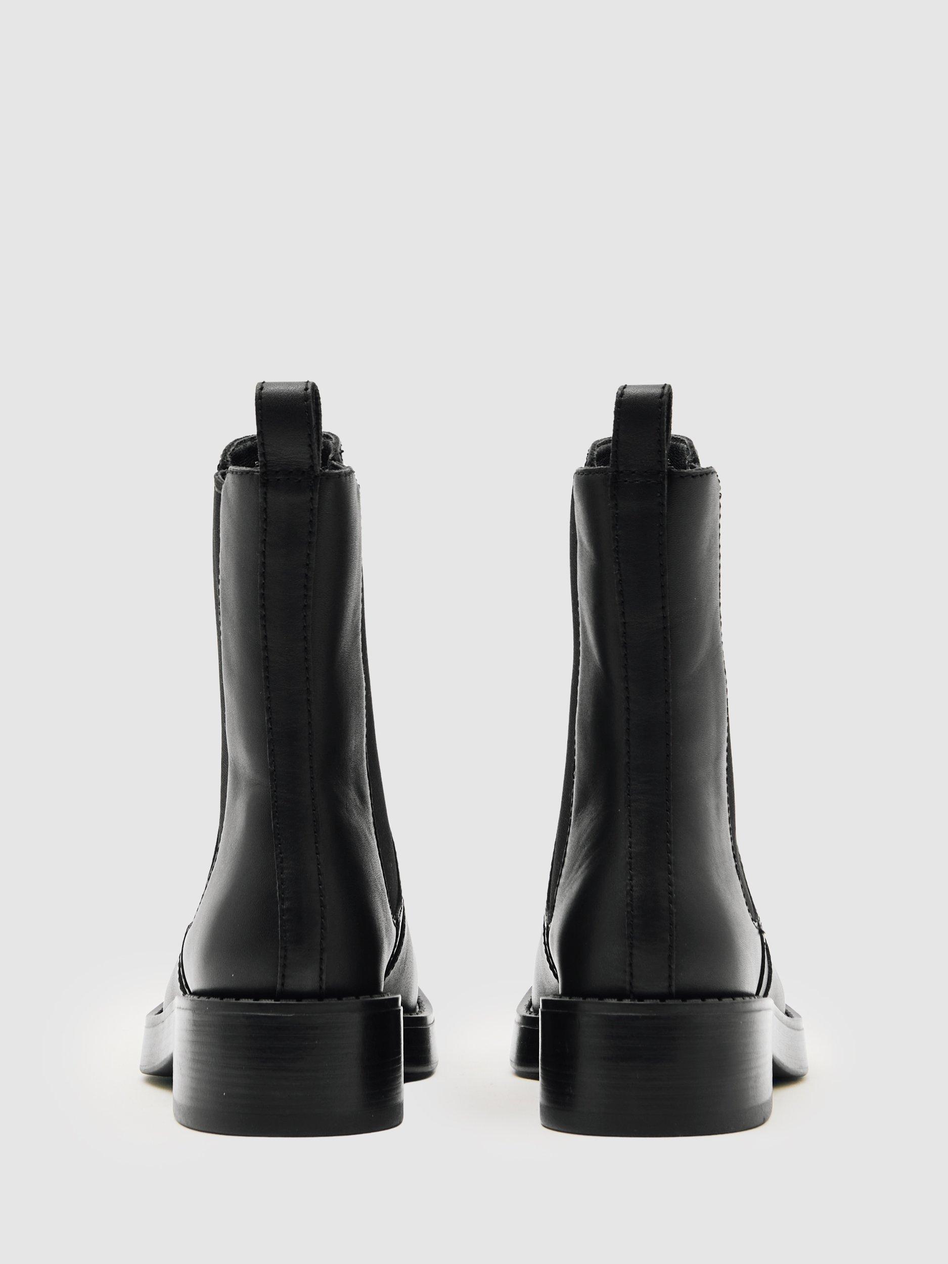 Product image 5 of 5, which shows Reiss Phoebe Leather Chelsea Boots, Black, 3