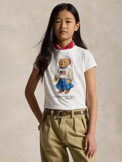 Ralph Lauren Kids' Cotton Polo Bear T-Shirt, White, White