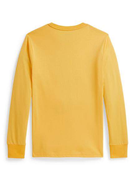 Ralph Lauren Kids' Cotton Long Sleeved Polo Bear T-Shirt, Bear Chrome Yellow - view 2, Bear Chrome Yellow