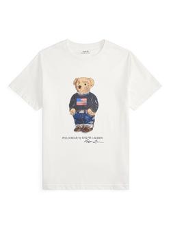 Ralph Lauren Kids' Cotton Polo T-Shirt, White Core Bear, White Core Bear