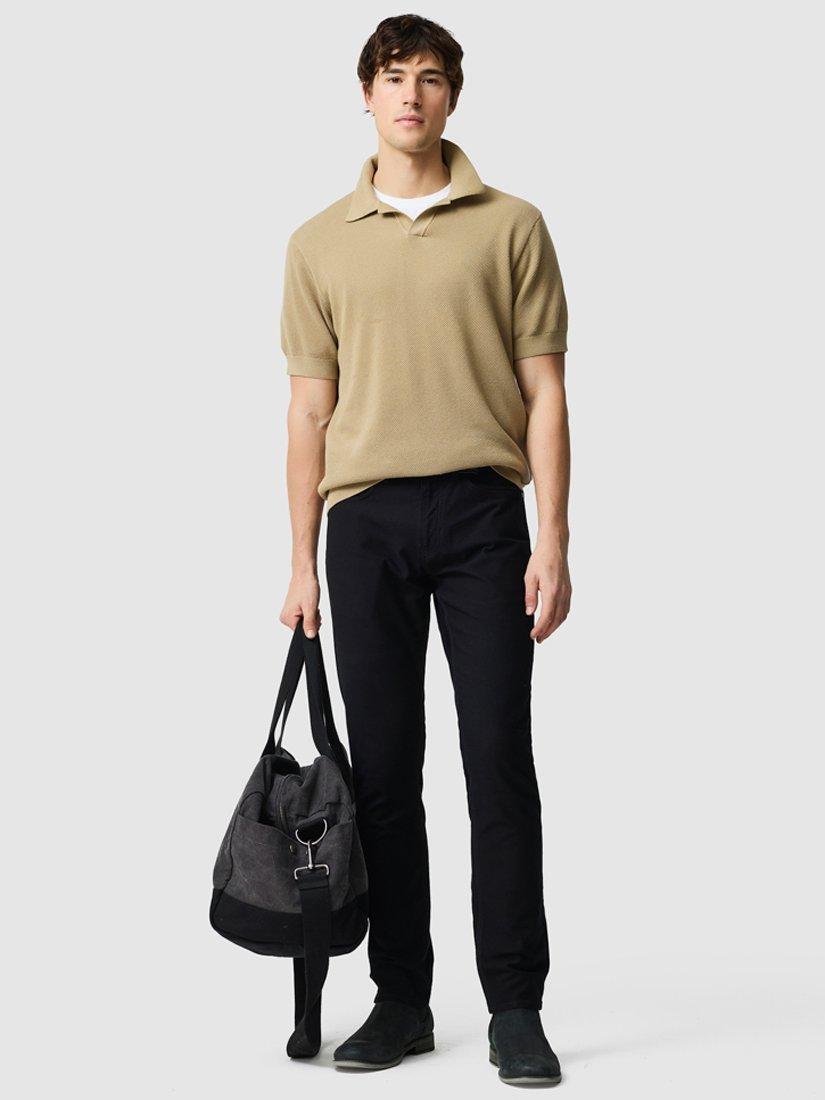 Product image 2 of 6, which shows Rodd & Gunn Avalon Knitted Cotton Polo Top, Camel, L