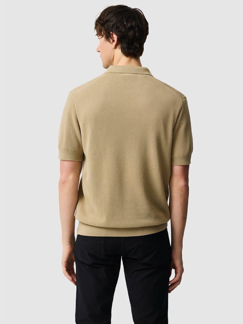 Product image 3 of 6, which shows Rodd & Gunn Avalon Knitted Cotton Polo Top, Camel, L
