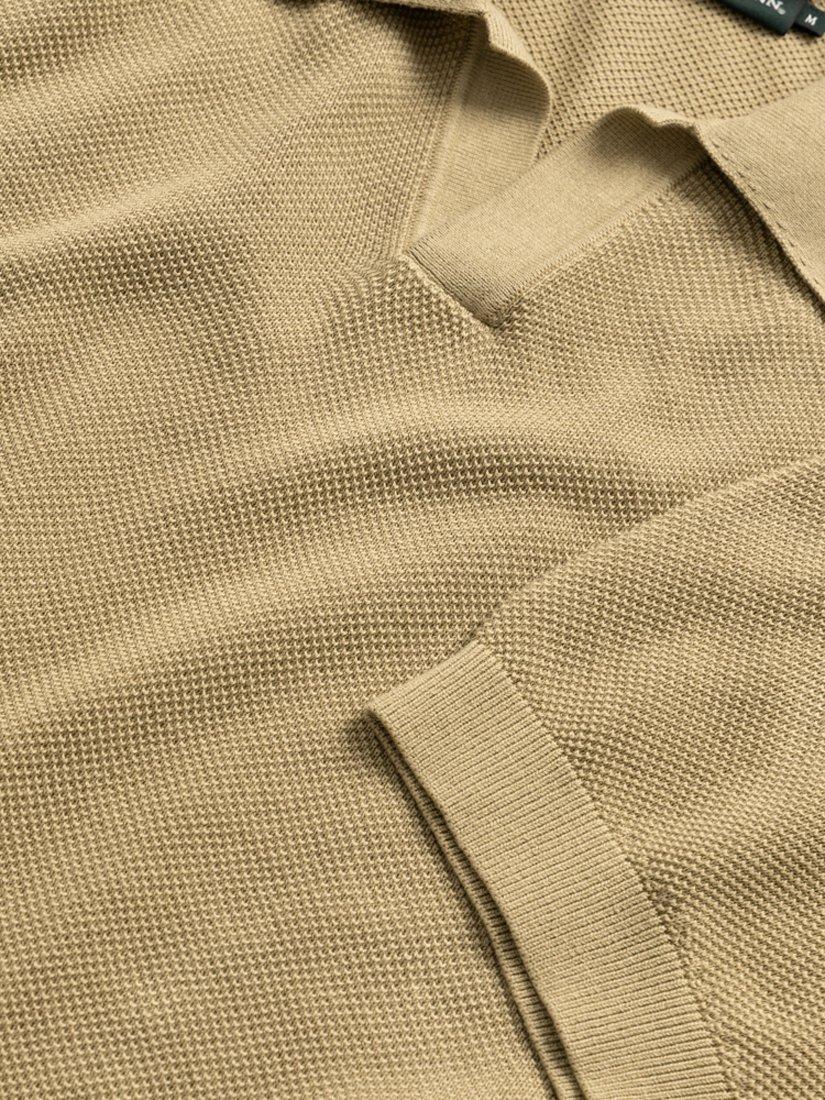 Product image 5 of 6, which shows Rodd & Gunn Avalon Knitted Cotton Polo Top, Camel, L
