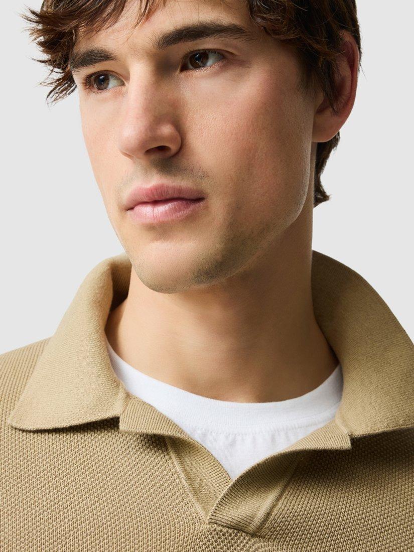 Product image 6 of 6, which shows Rodd & Gunn Avalon Knitted Cotton Polo Top, Camel, L