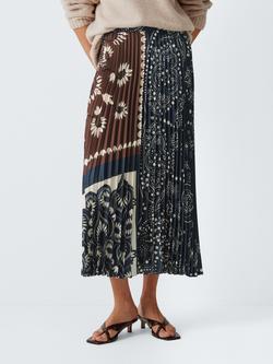 Weekend MaxMara Milord Colour Block Paisley Skirt, Brown/Navy, Brown/Navy