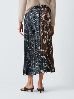 Weekend MaxMara Milord Colour Block Paisley Skirt, Brown/Navy - view 2, Brown/Navy