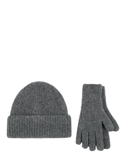 totes Knitted Hat & Gloves Set, Charcoal, Charcoal