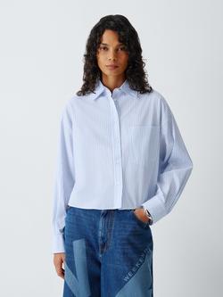 Weekend MaxMara Eden Cotton Stripe Shirt, Light Blue, Light Blue