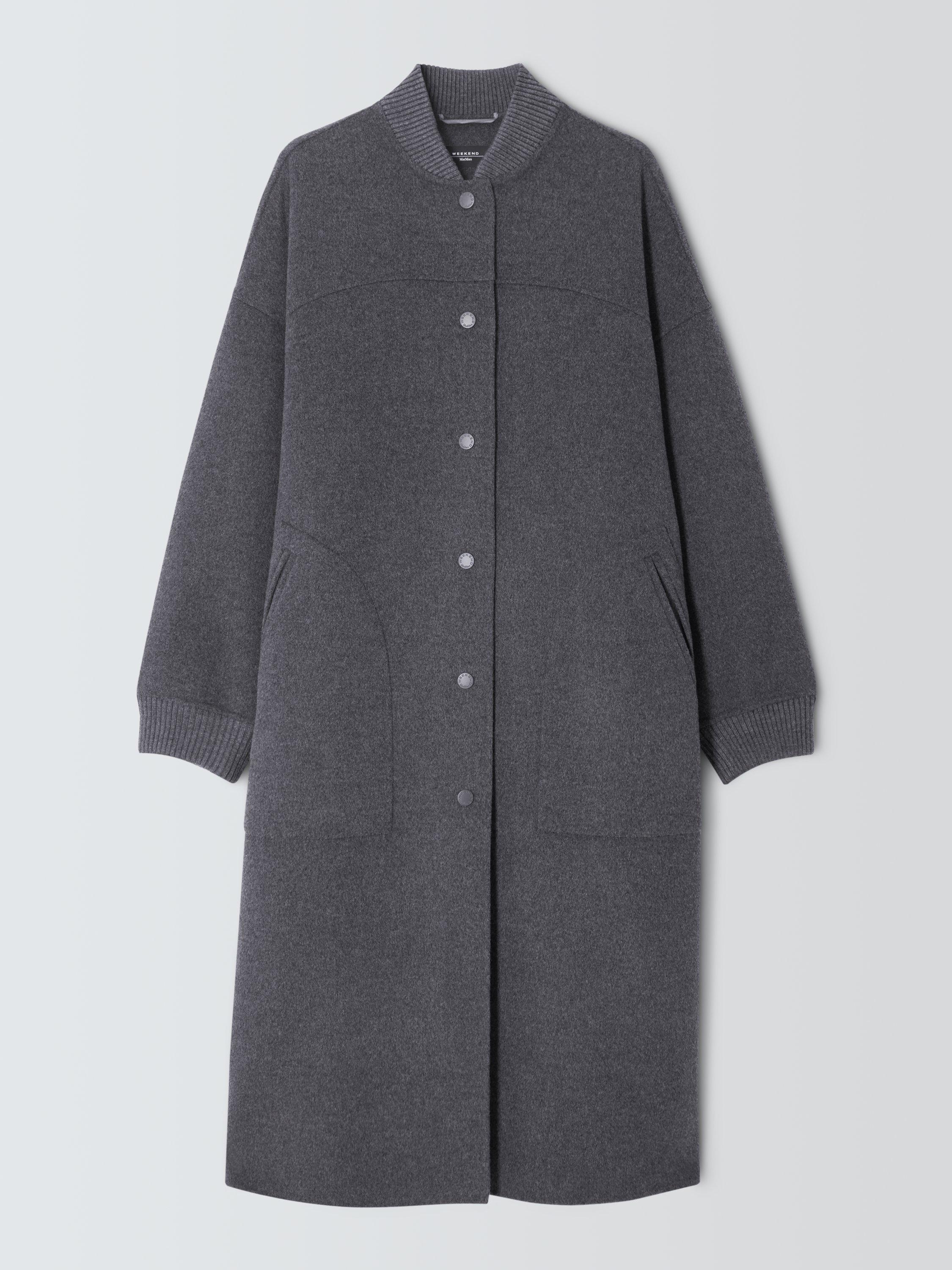 Product image 1 of 1, which shows Weekend MaxMara Alamaro Wool Blend Coat, Dark Grey, 6