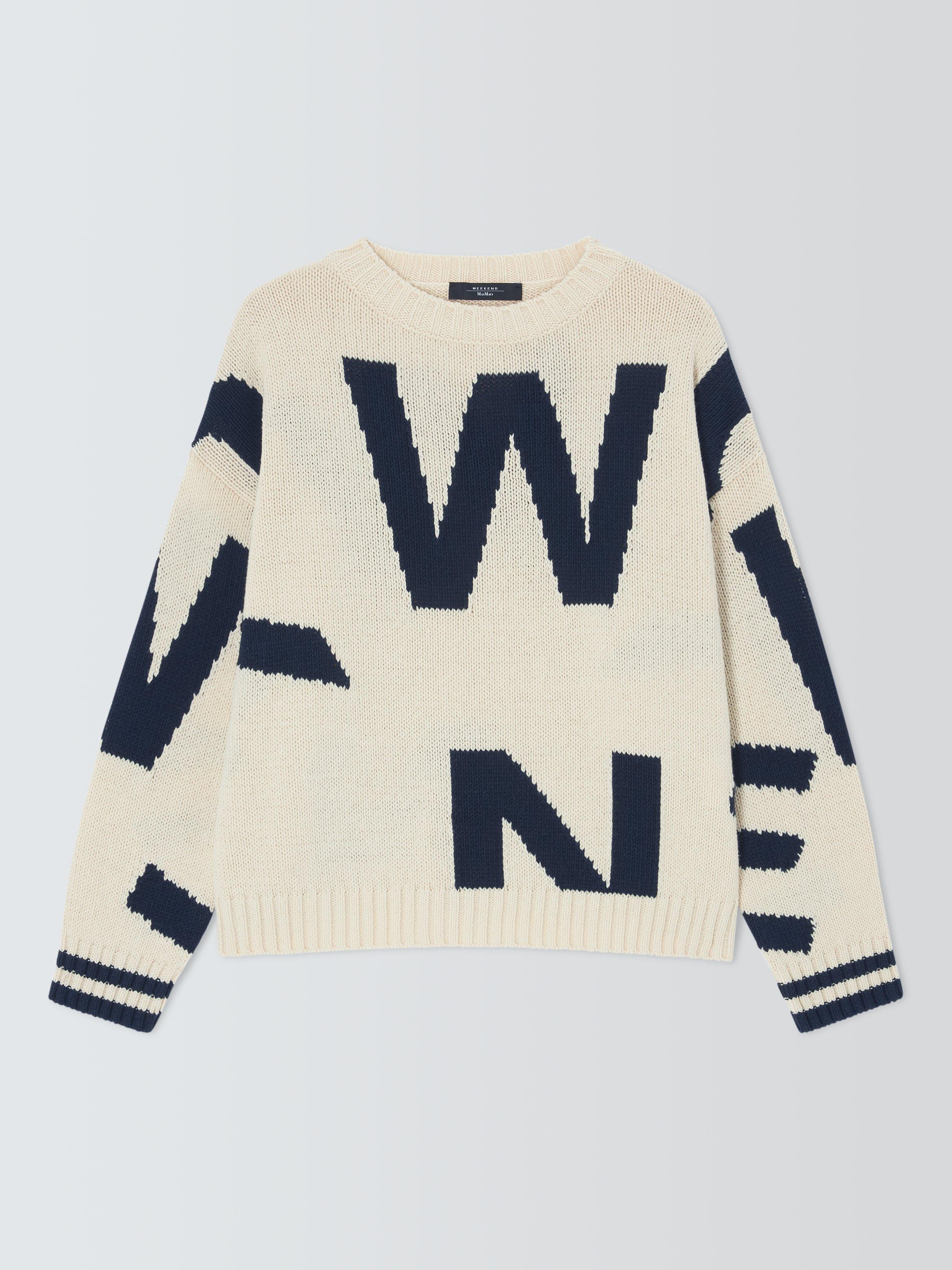 Product image 1 of 1, which shows Weekend MaxMara Celebre Graphic Jumper, Navy, XS