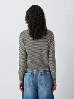 Weekend MaxMara Round Neck Stripe Jumper, Navy/Off White - view 2, Navy/Off White