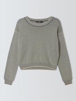 Weekend MaxMara Round Neck Stripe Jumper, Navy/Off White, Navy/Off White