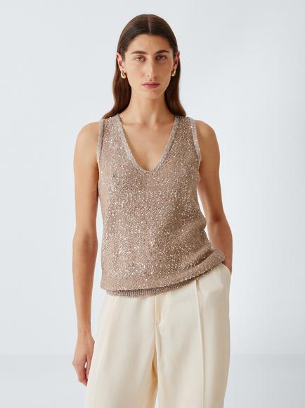 Weekend MaxMara Tempo Sequin Top, Antique Rose, Antique Rose