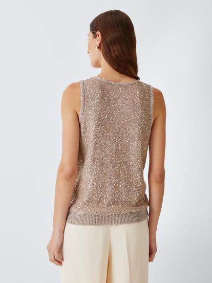 Weekend MaxMara Tempo Sequin Top, Antique Rose - view 2, Antique Rose