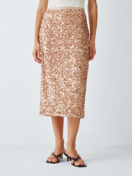 Weekend MaxMara Occhio Sequin Skirt, Nudo, Nudo