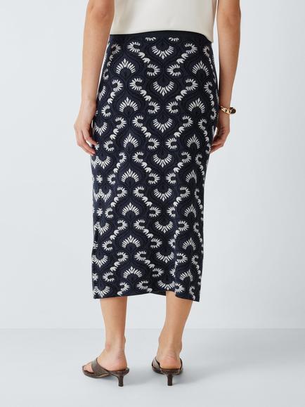 Weekend MaxMara Vacuo Floral Midi Skirt, Navy - view 2, Navy