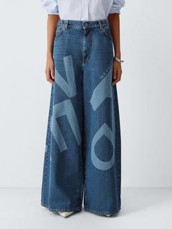 Weekend MaxMara Vortice Graphic Wide Leg Jeans, Blue, Blue