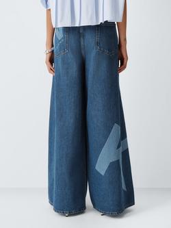 Weekend MaxMara Vortice Graphic Wide Leg Jeans, Blue - view 2, Blue