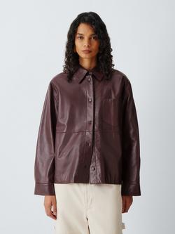 Weekend MaxMara Scatola Pure Leather Shacket, Bordeaux, Bordeaux