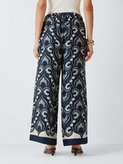 Weekend MaxMara Ottico Paisley Pure Silk Trousers, Navy - view 2, Navy