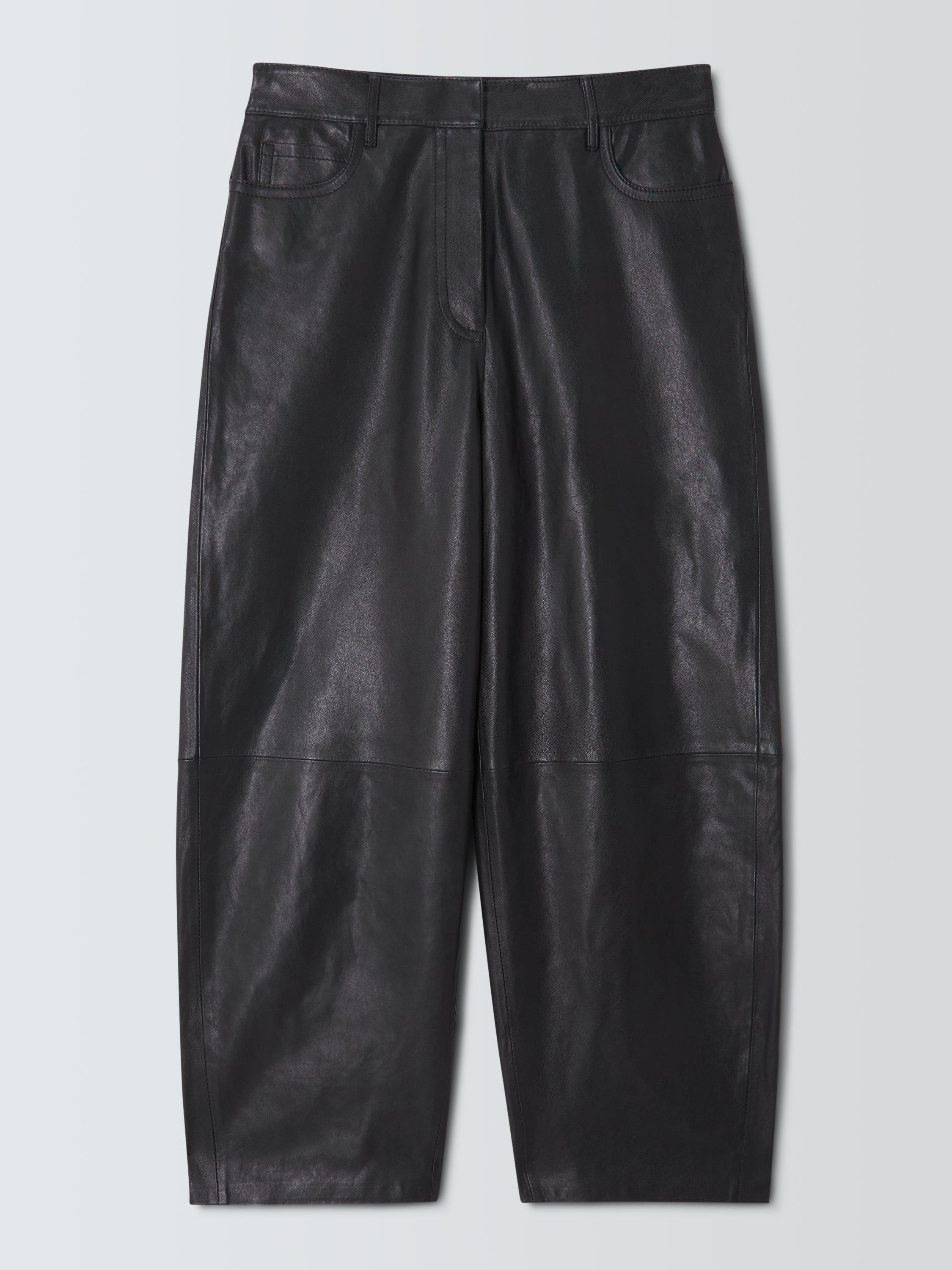 Product image 1 of 1, which shows Weekend MaxMara Pagano Pure Leather Trousers, Black, 6