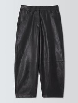 Weekend MaxMara Pagano Pure Leather Trousers, Black, Black