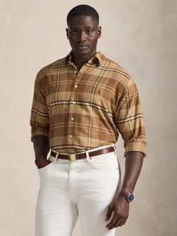 Polo Ralph Lauren Big & Tall Cotton Blend Regular Fit Check Shirt, Brown/Multi, Brown/Multi