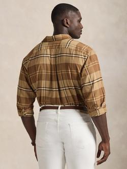 Polo Ralph Lauren Big & Tall Cotton Blend Regular Fit Check Shirt, Brown/Multi - view 2, Brown/Multi