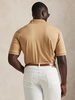 Polo Ralph Lauren Big & Tall Cotton Custom Slim Fit Short Sleeve Polo Shirt, Classic Camel Heather - view 2, Classic Camel Heather