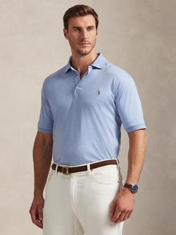 Polo Ralph Lauren Big & Tall Cotton Custom Slim Fit Short Sleeve Polo Shirt, Isle Heather, Isle Heather