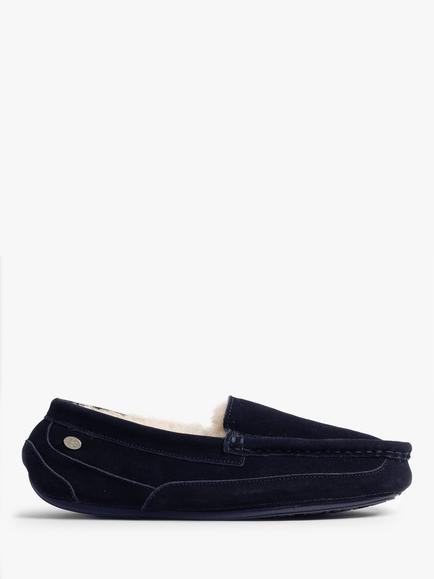 Just Sheepskin Harry Suede Moccasin Slippers, Navy