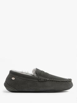 Just Sheepskin Quentin Suede Moccasin Slippers, Granite