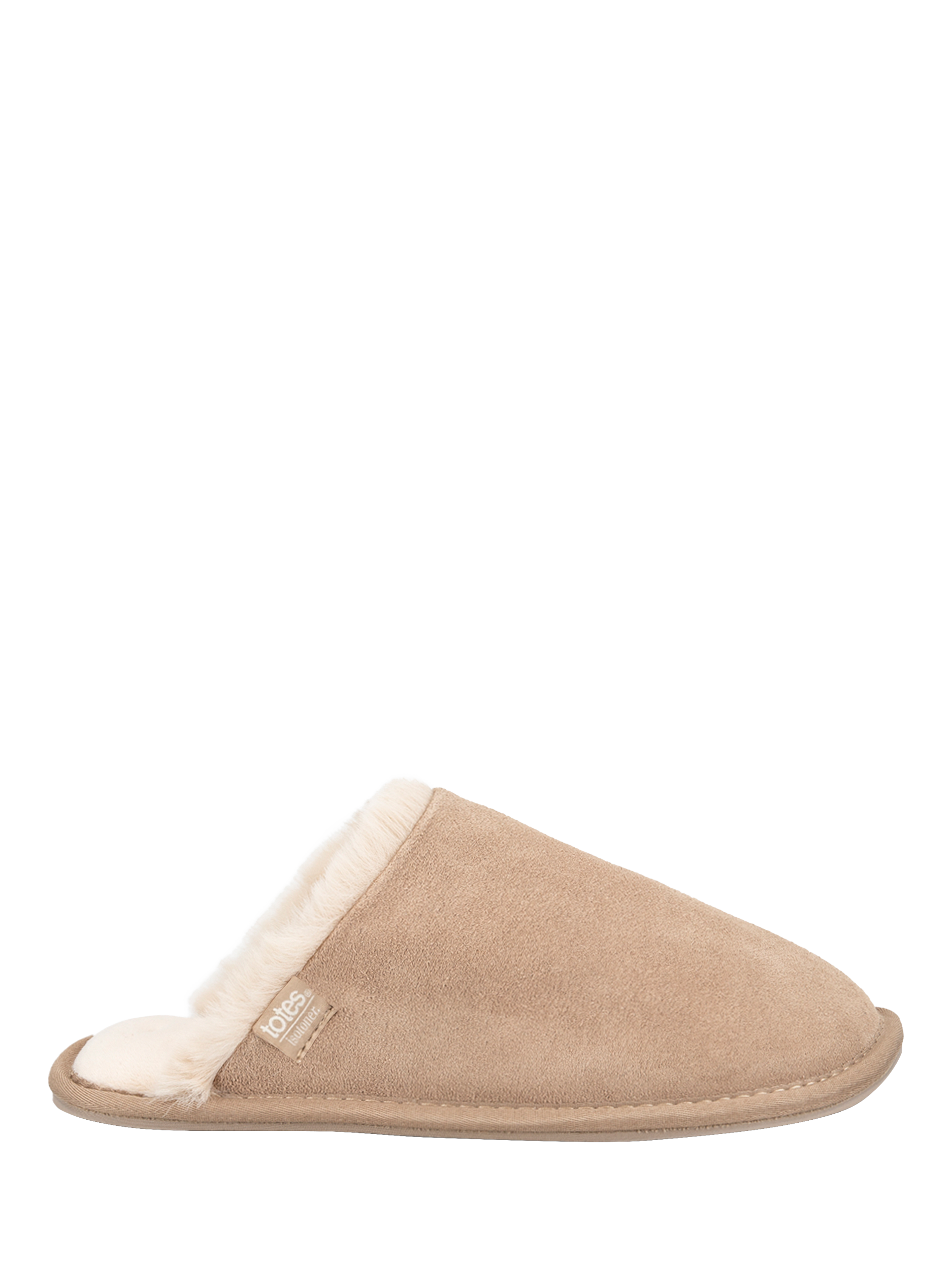 Product image 1 of 6, which shows totes Isotoner Women's Real Suede Mule Slippers, Sand, 4