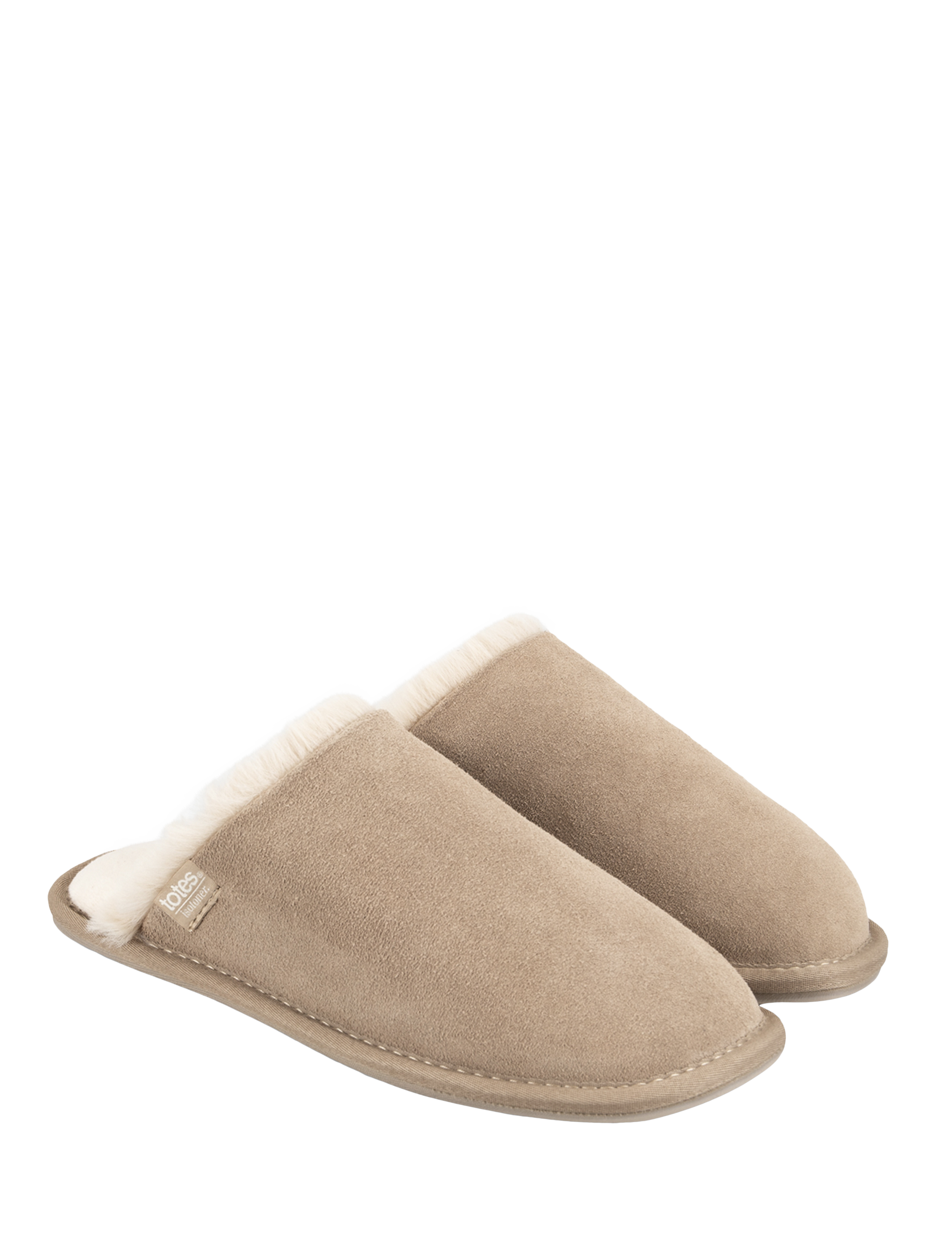 Product image 3 of 6, which shows totes Isotoner Women's Real Suede Mule Slippers, Sand, 4