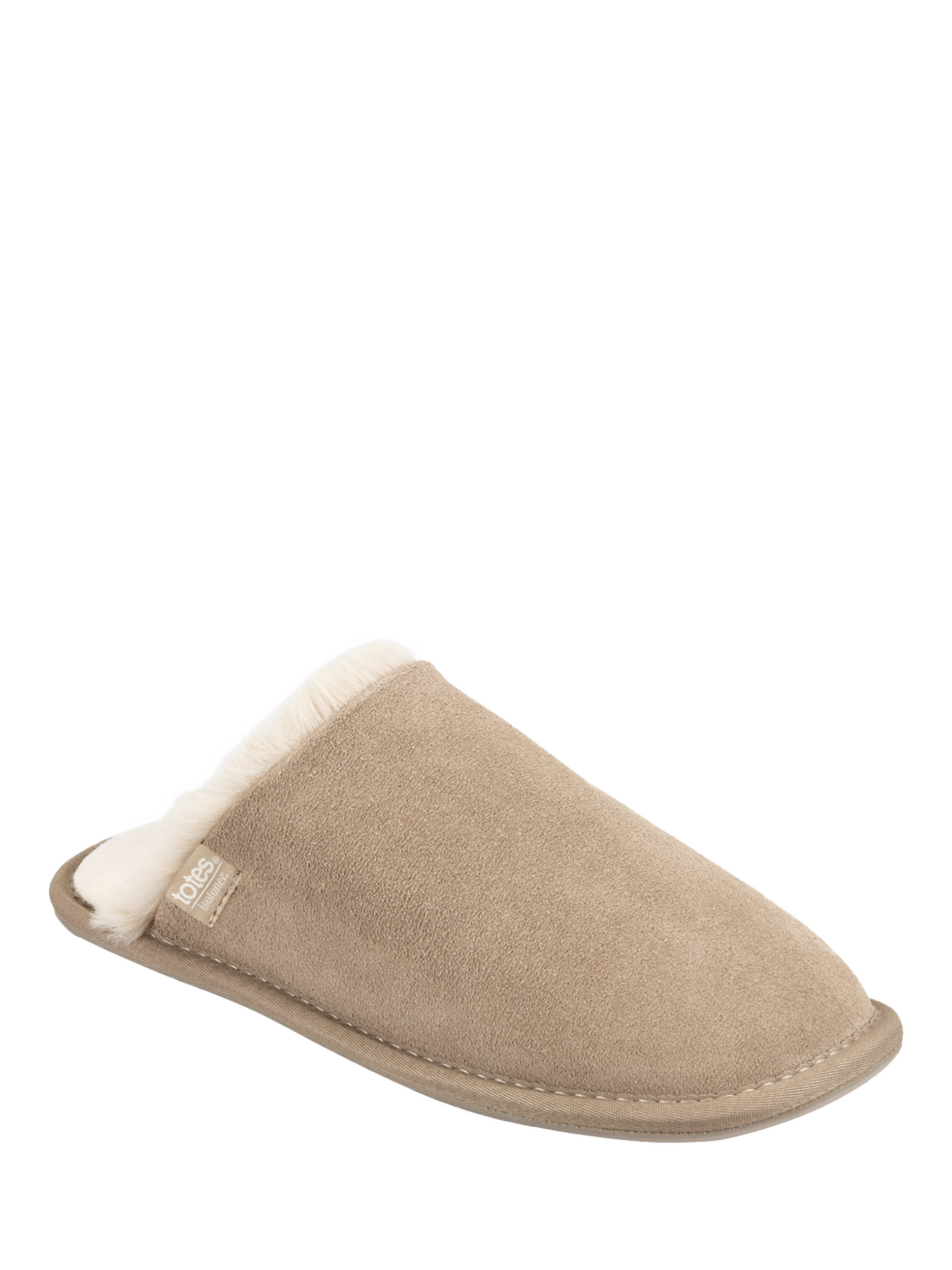 Product image 4 of 6, which shows totes Isotoner Women's Real Suede Mule Slippers, Sand, 4