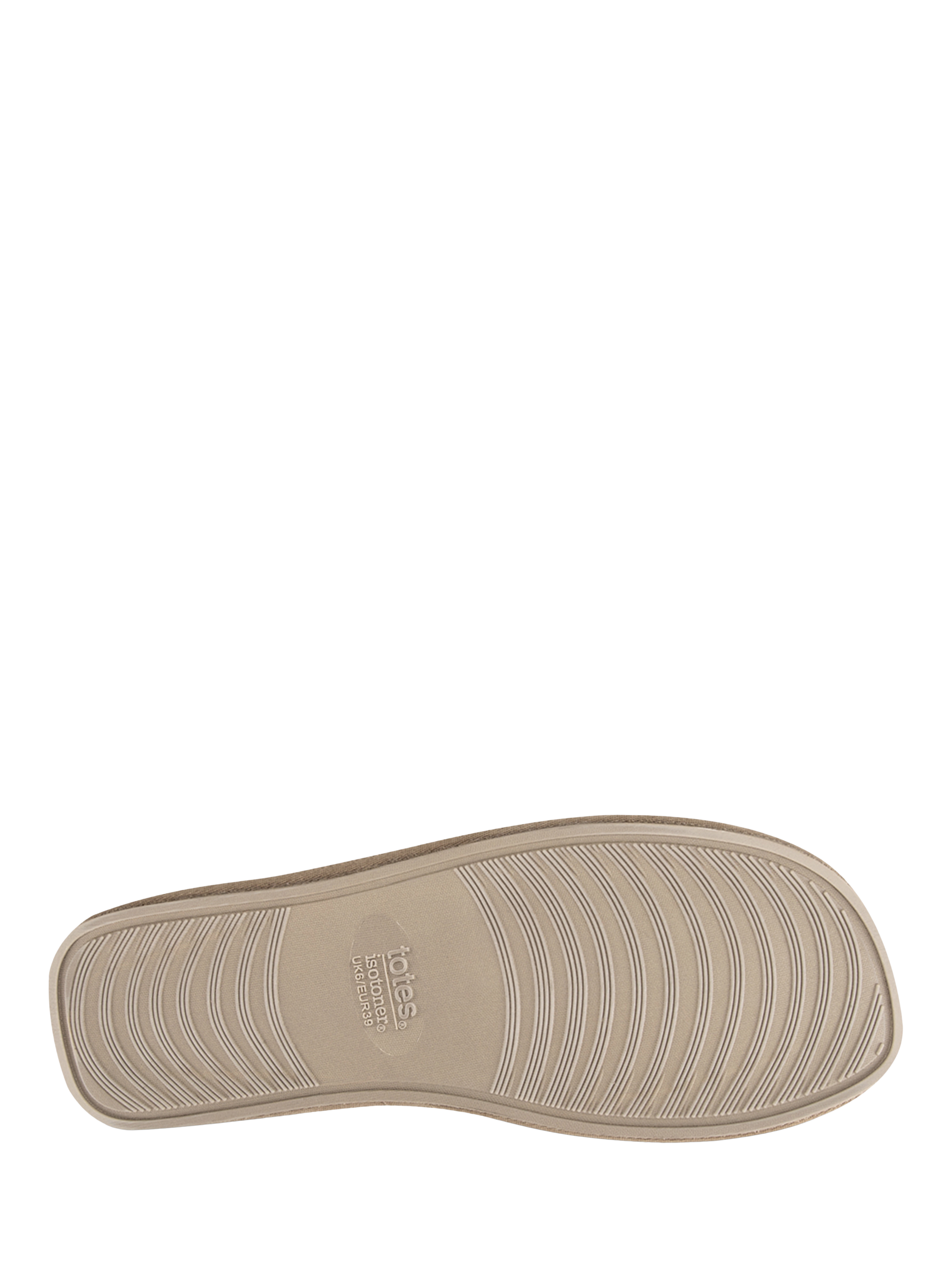 Product image 6 of 6, which shows totes Isotoner Women's Real Suede Mule Slippers, Sand, 4