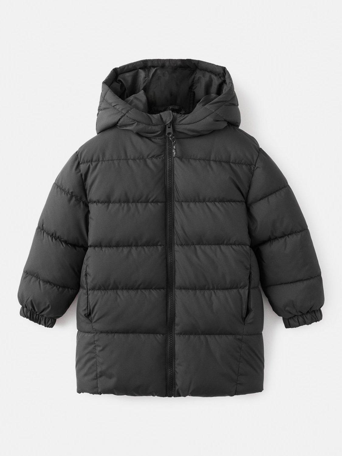 Product image 1 of 4, which shows Mango Kids' Aldol Hooded Puffer Jacket, Black, 12-18 months