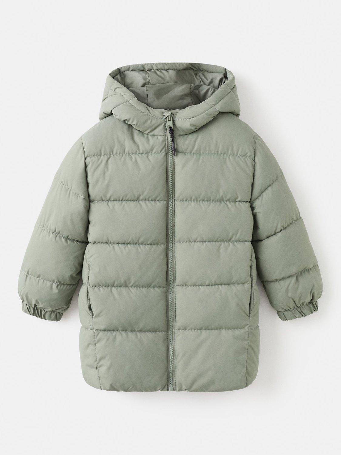 Product image 1 of 4, which shows Mango Kids' Aldol Hooded Puffer Jacket, Green, 9-12 months