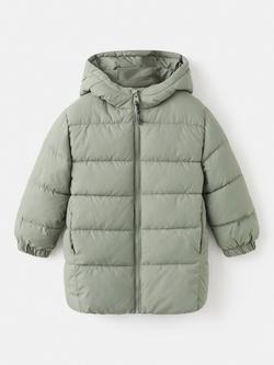 Mango Kids' Aldol Hooded Puffer Jacket, Green