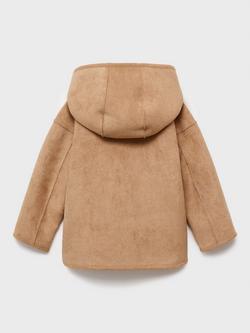 Mango Kids' Faux Suede & Sherpa Reversible Coat, Brown - view 2, Brown