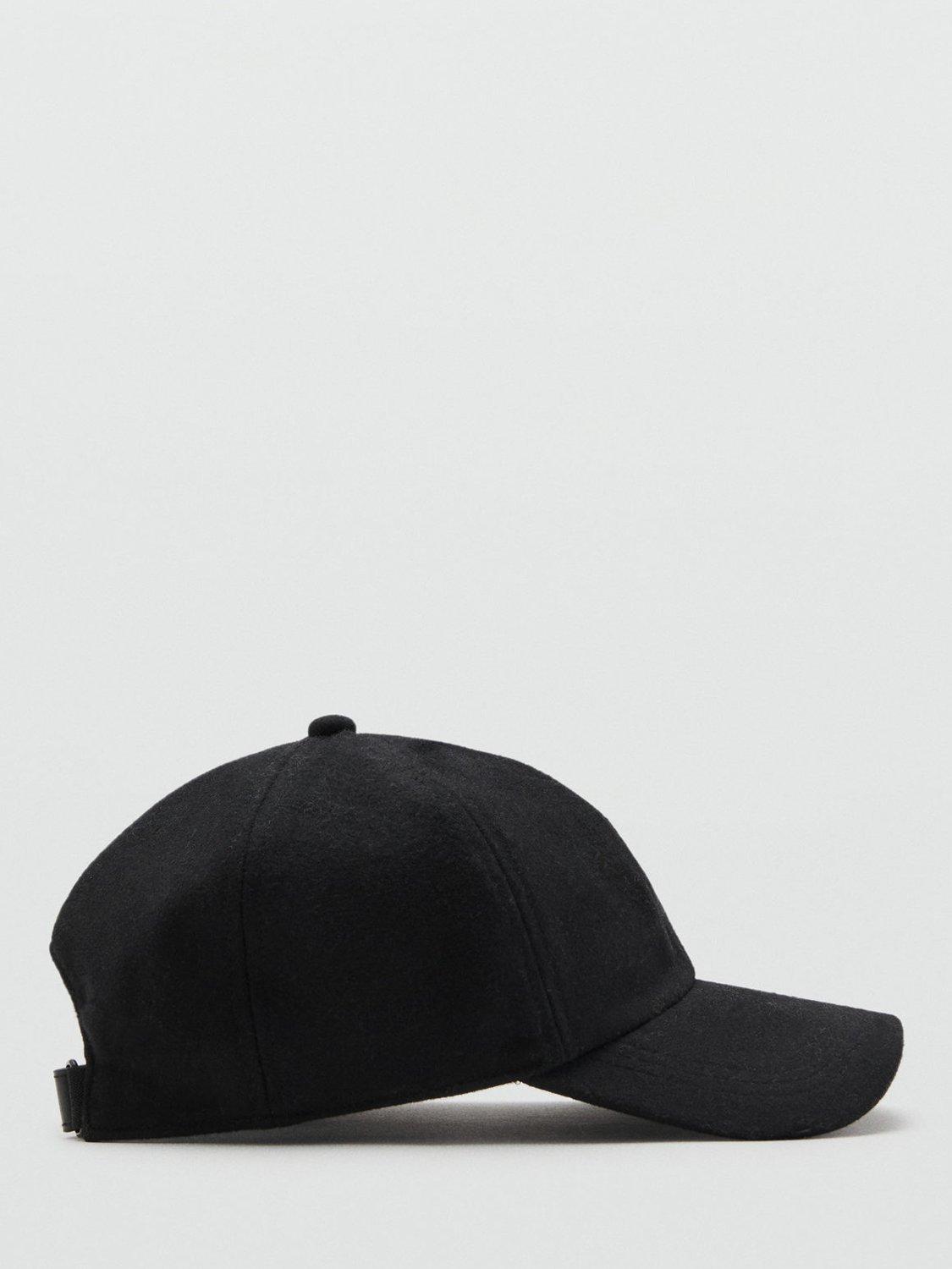 Product image 1 of 4, which shows Mango Wool Blend Baseball Cap, Black, One Size